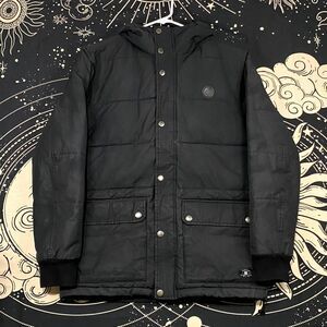 DC Shoes Aydon Puffer Jacket Men M Black Hooded Zip-Up Casual Outerwear Workwear